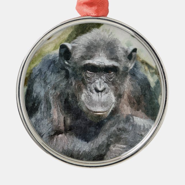 CUTE CHIMPANZEES METAL ORNAMENT (Front)