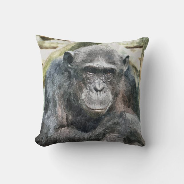 CUTE CHIMPANZEES THROW PILLOW (Front)