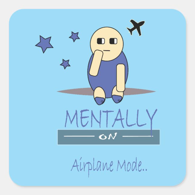 Cute Chimy Mentally on Airplane Mode Sticker (Front)