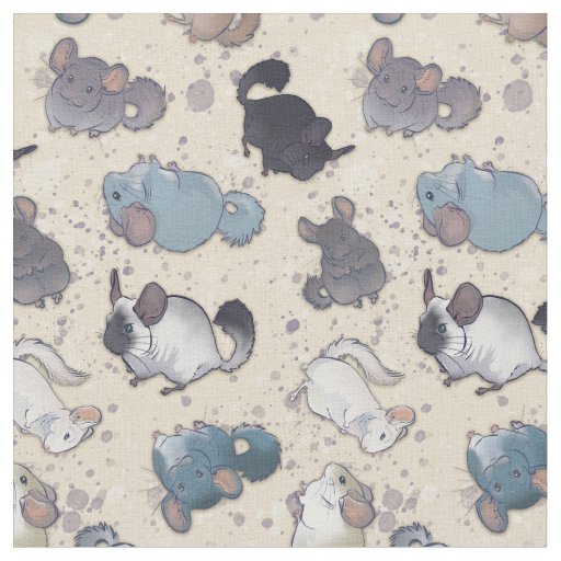 Cute Chinchilla Scatter Cute Animals On Cream Fabric