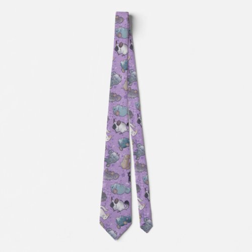 Cute Chinchilla Scatter Cute Animals On Purple Neck Tie