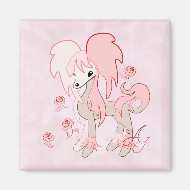 Cute Chinese Crested Pastel Pink Magnet (Front)