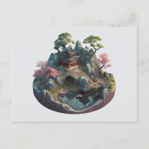 Cute Chinese Fantasy 3D Landscape Postcard
