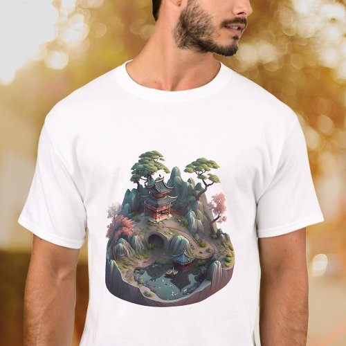 Cute Chinese Fantasy 3D Landscape T_shirt