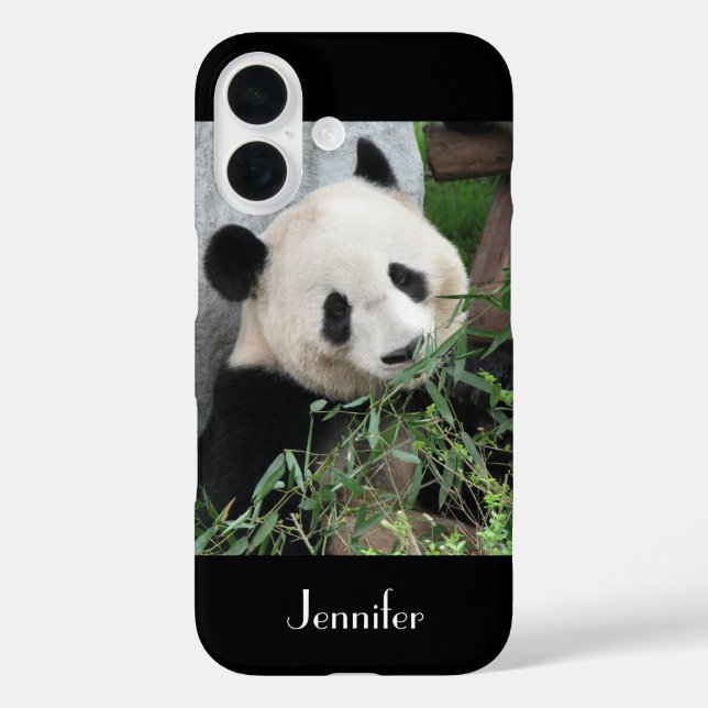 Cute Chinese Giant Panda Black Trim, Custom Name Case-Mate iPhone Case (Back)