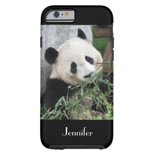 Cute Chinese Giant Panda Black Trim Custom Name Tough iPhone 6 Case