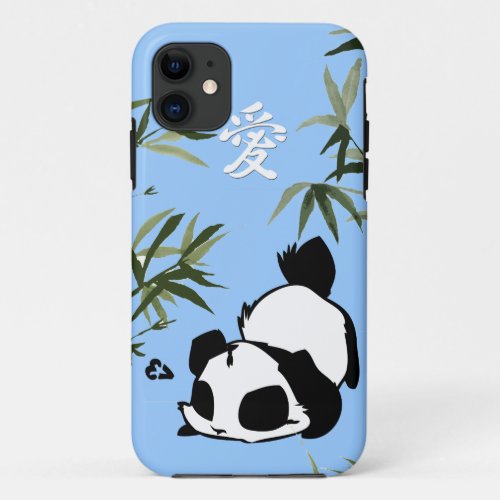 Cute Chinese Love Panda with Bamboos iPhone 11 Case