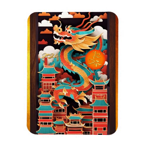 Cute Chinese New Year Dragon Origami FPM2 Magnet
