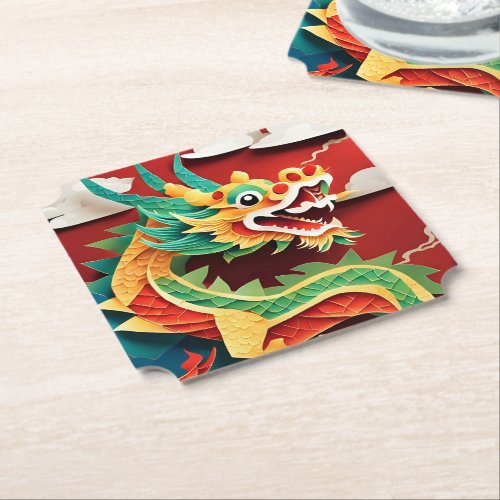 Cute Chinese New Year Dragon Zodiac Birthday PapC1 Paper Coaster