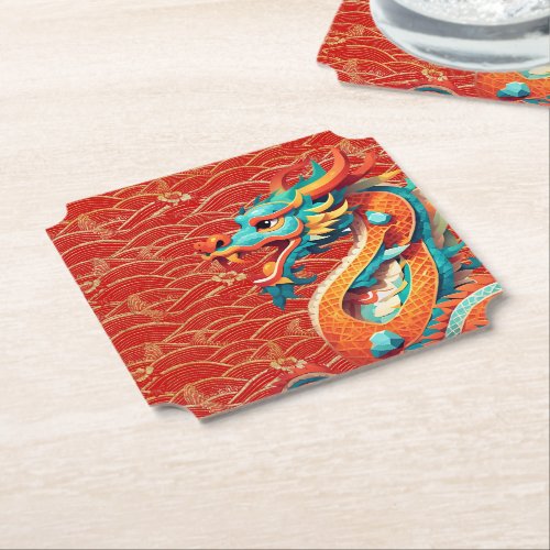 Cute Chinese New Year Dragon Zodiac Birthday PapC Paper Coaster