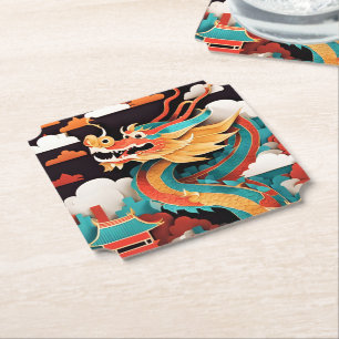 Cute Chinese New Year Dragon Zodiac Birthday PapC Paper Coaster