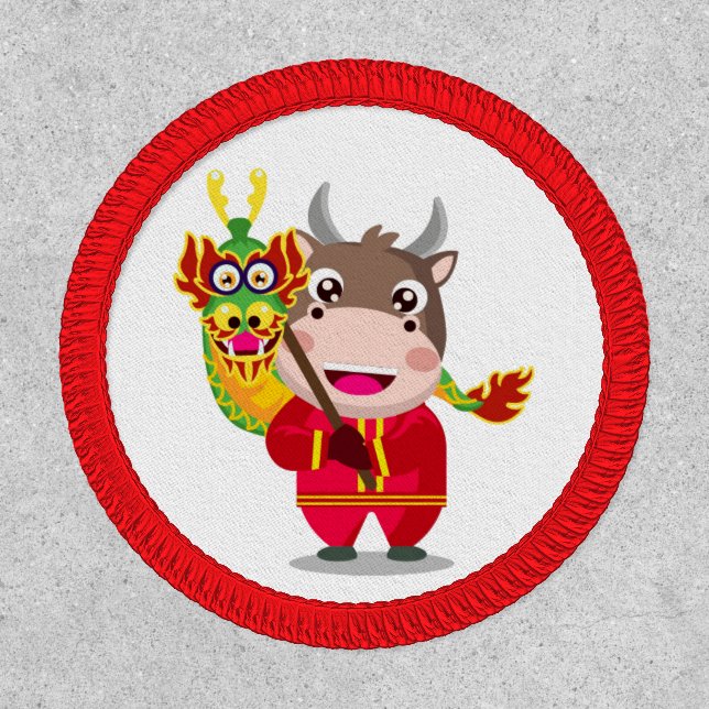 Cute Chinese New Year Ox with dragon Patch (Front)