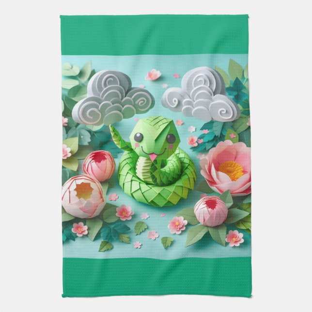Cute Chinese New Year Snake 2025 KT2 Kitchen Towel (Vertical)