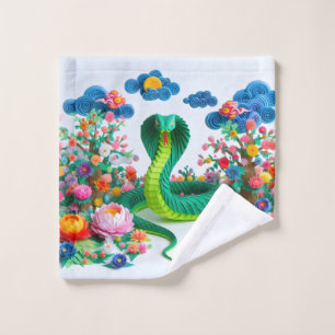 Cute Chinese New Year Snake 2025 WC4 Wash Cloth