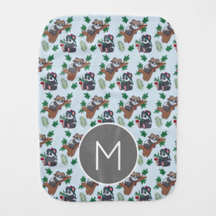 Cute Chinese Pandas Pattern Monogram Baby Burp Cloth