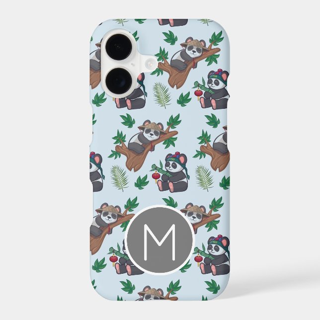 Cute Chinese Pandas Pattern Monogram Case-Mate iPhone Case (Back)