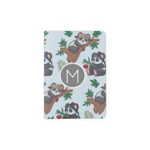 Cute Chinese Pandas Pattern Monogram Passport Holder