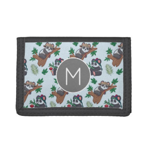 Cute Chinese Pandas Pattern Monogram Trifold Wallet