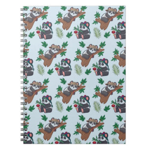 Cute Chinese Pandas Pattern Notebook