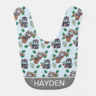 Cute Chinese Pandas Pattern Personalised Baby Bib