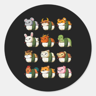 Cute Chinese Zodiac Animal Signs Lunar New Year Su Classic Round Sticker