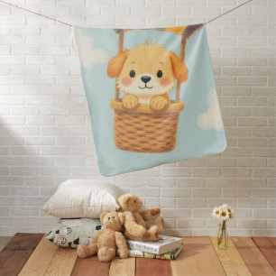 Cute Chinook Puppy Balloon Pastel Baby Blanket