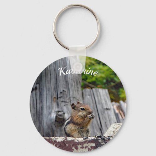 Cute Chipmunk Animal Photo Customizable Keychain