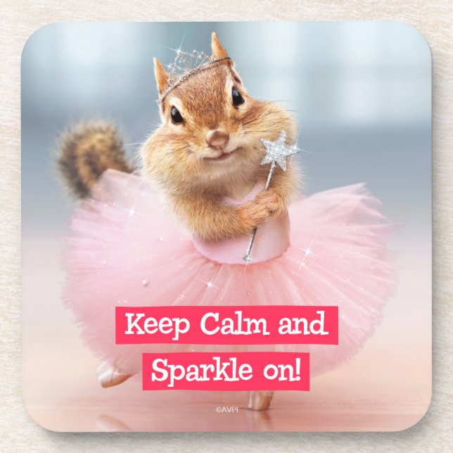 Cute Chipmunk Ballerina in tutu at Dance Studio Beverage Coaster (Front)