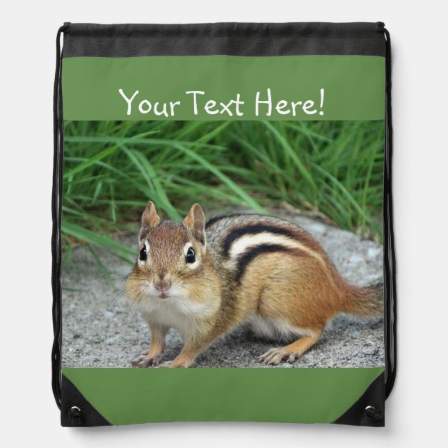 Cute Chipmunk Drawstring Backpack (Front)