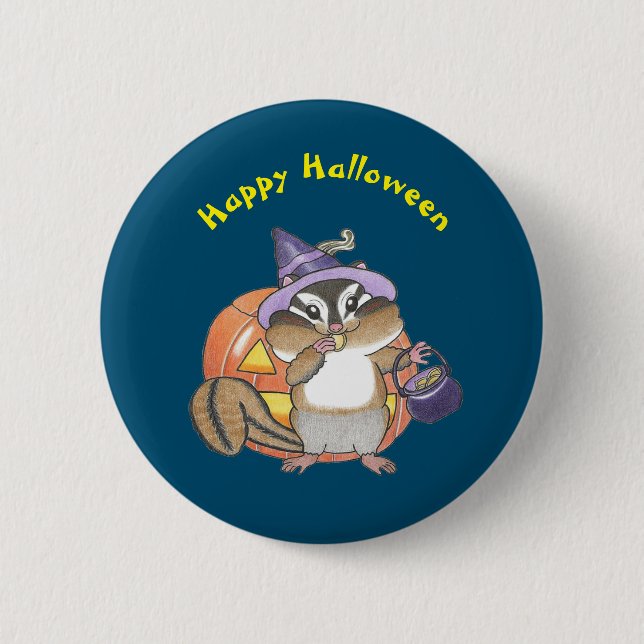 Cute Chipmunk Halloween kids Button (Front)