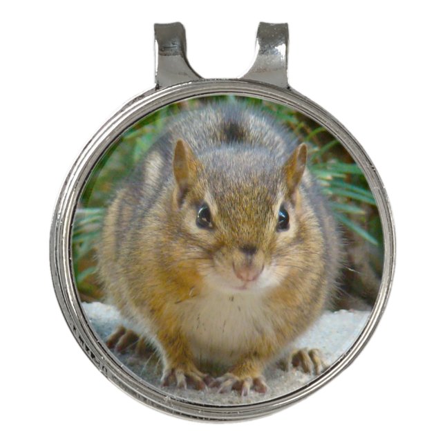 Cute Chipmunk Has His Eye On You Golf Hat Clip (Front)