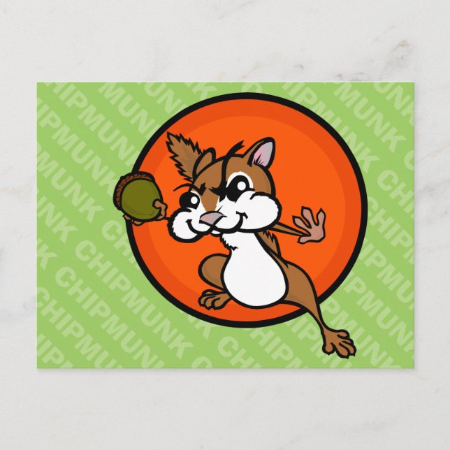 CUTE CHIPMUNK HORIZONTAL POSTCARD (Front)