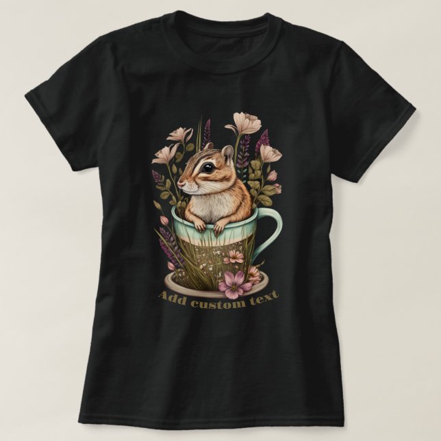 Cute Chipmunk in a cup wildflower, Chipmunk Lovers T-Shirt (Design Front)