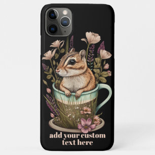 Cute Chipmunk in Cup Wildflower Cottagecore Custom iPhone 11 Pro Max Case