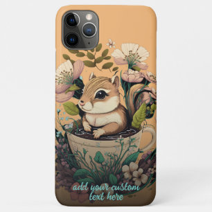 Cute Chipmunk in Cup Wildflower Cottagecore Custom iPhone 11 Pro Max Case