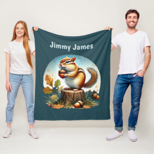 Cute chipmunk lovers add name fleece blanket