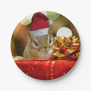 Cute Chipmunk Merry Christmas Paper Plates
