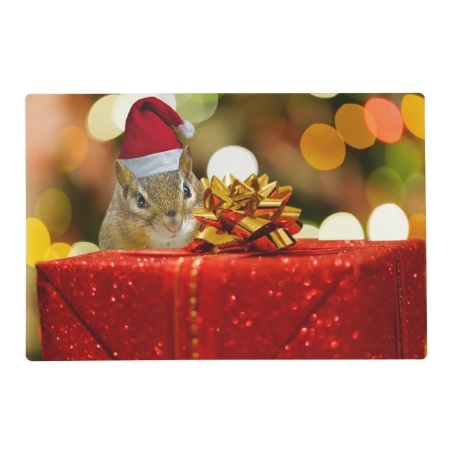 Cute Chipmunk Merry Christmas Placemat (Front)