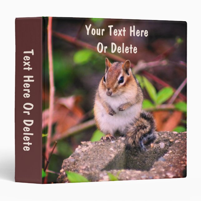 Cute Chipmunk Nature Wildlife Personalized 3 Ring Binder (Front/Spine)