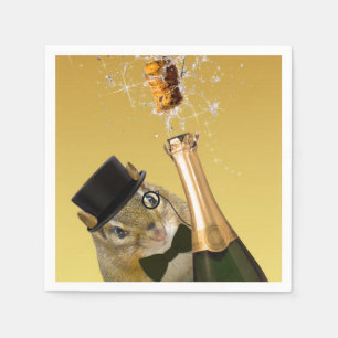 Cute Chipmunk New Year’s Eve Party Napkins
