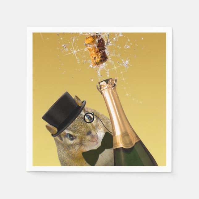 Cute Chipmunk New Year’s Eve Party Napkins (Front)