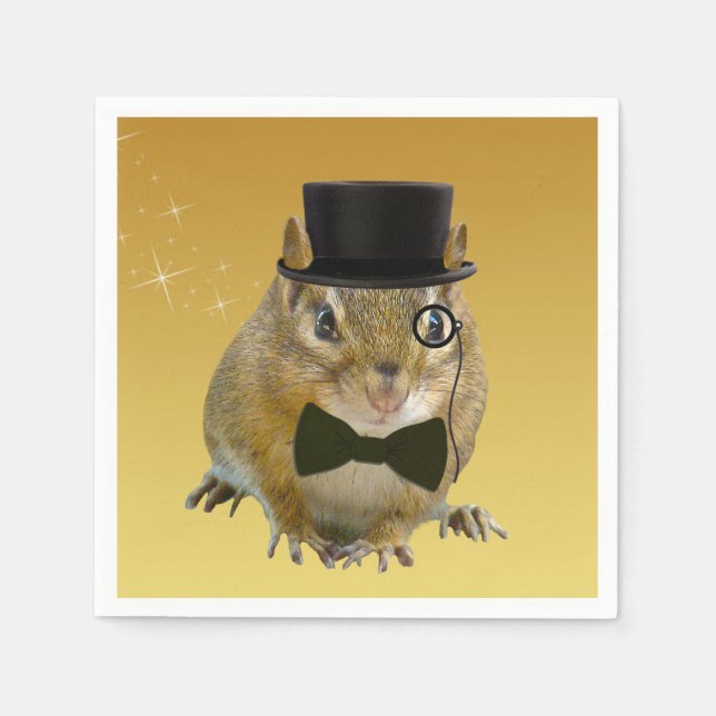 Cute Chipmunk New Year’s Eve Party Napkins (Front)
