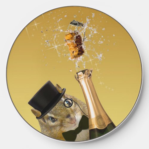 Cute Chipmunk New Years Eve Party Wireless Charger