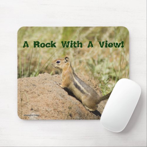Cute  Chipmunk Peering On A Rock Photo Template Mouse Pad