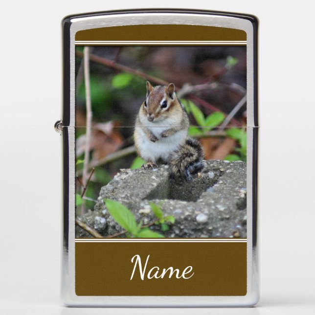 Cute Chipmunk Personalized Animal Zippo Lighter (Front)