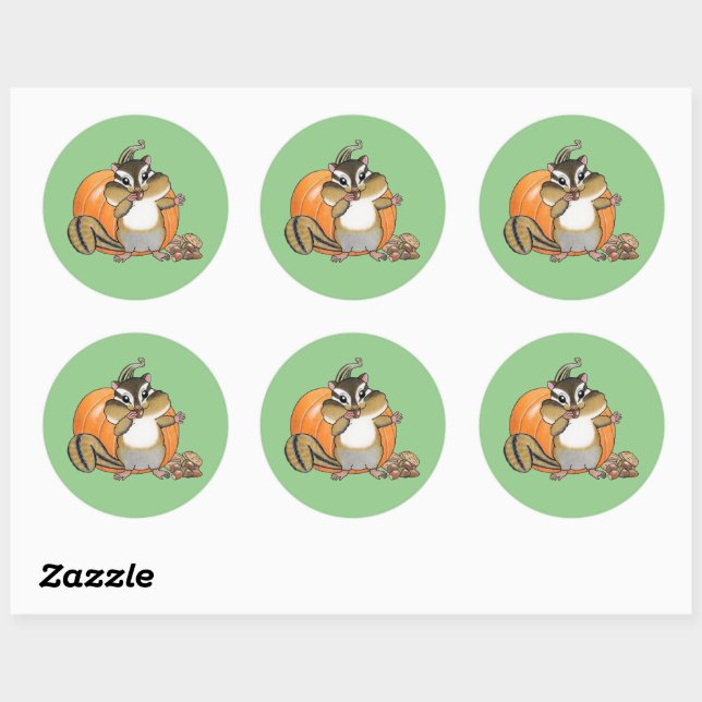 Cute Chipmunk Pumpkin Sticker (Sheet)
