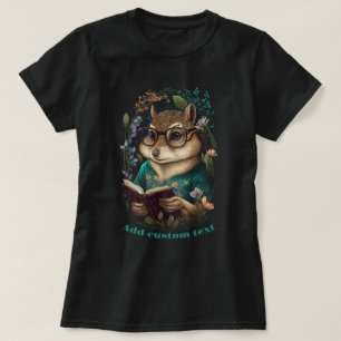 Cute Chipmunk Read Book wildflower, Chipmunk Lover T-Shirt