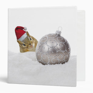 Cute Chipmunk Silver and Snow Christmas Holiday Binder