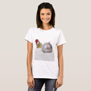 Cute Chipmunk Silver and Snow Christmas Holiday T-Shirt