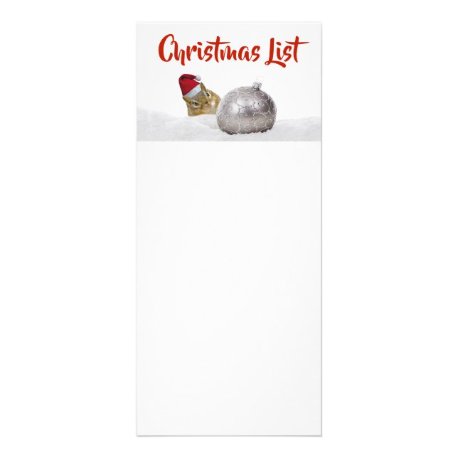 Cute Chipmunk Silver and Snow Christmas List Rack Card (Front)